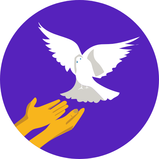 Icon with graphic of a pair of hands releasing a dove