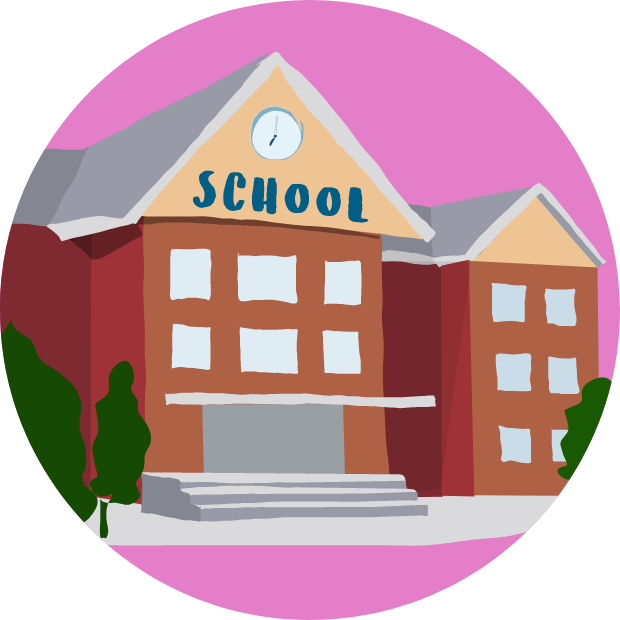 Icon with graphic of a school
