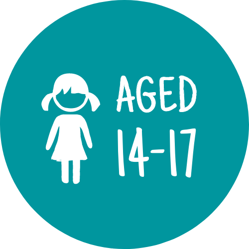 Icon showing a graphic of a girl next to aged 14-17