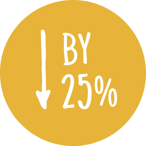 Icon with a graphic of an arrow point downwards next to by 25%