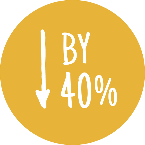 Icon with a graphic of an arrow point downwards next to by 40%