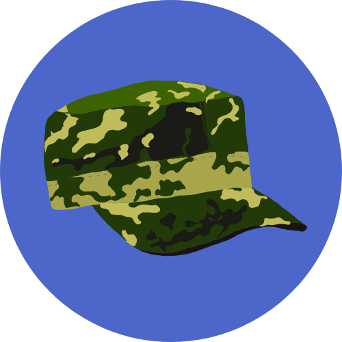Icon with graphic of military cap.